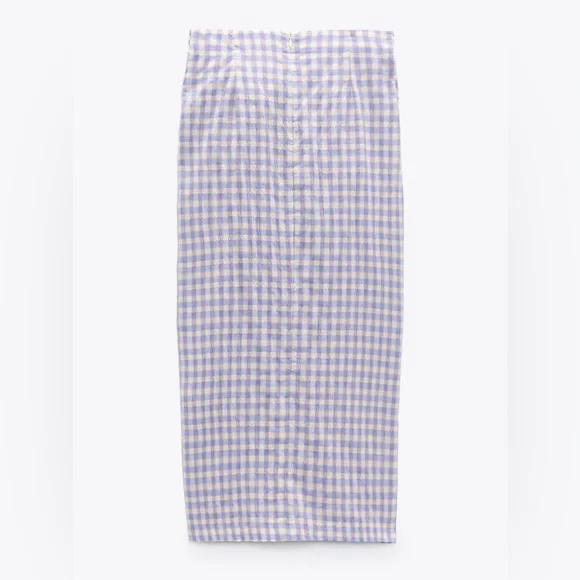 ZARA gingham knot midi skirt size medium - Picture 3 of 13